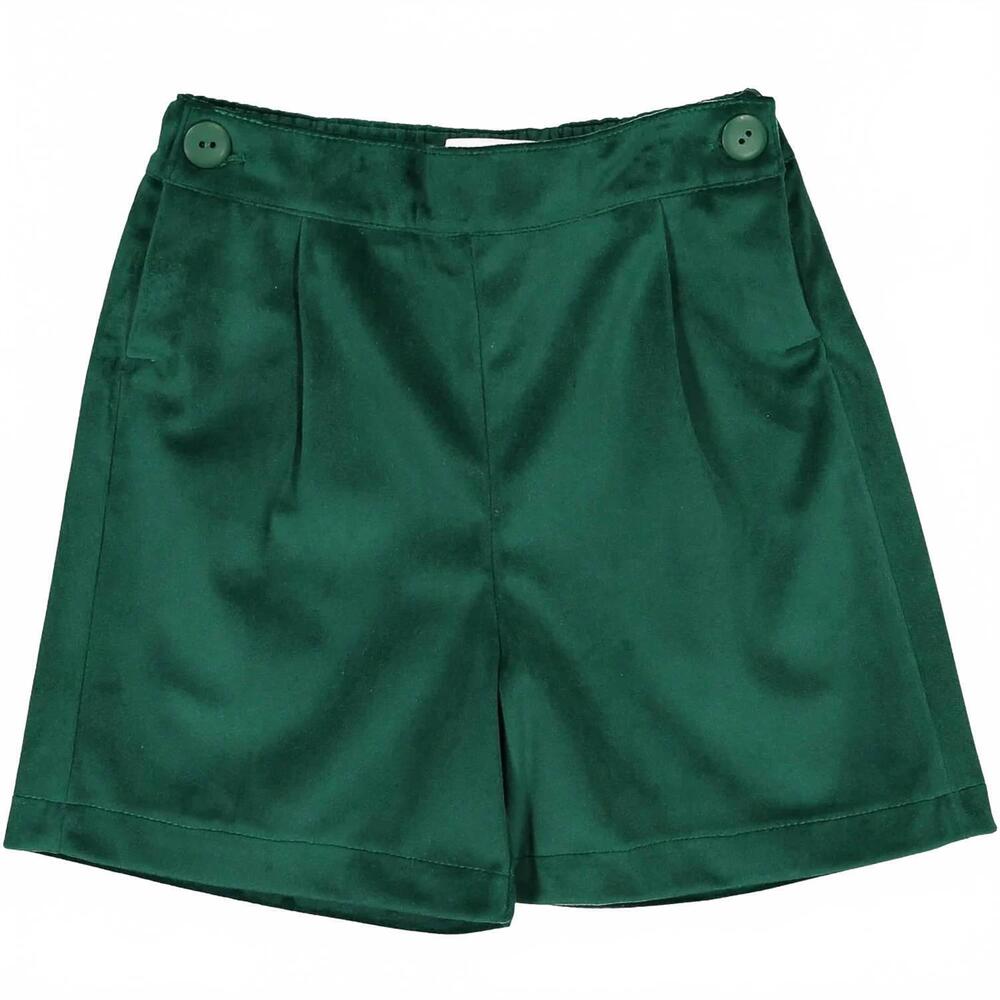 NEW SAL & PIMENTA boy's pull-on velvet shorts in green